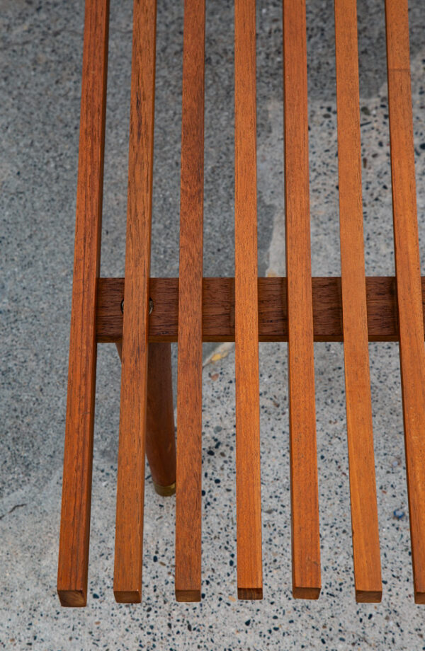 Mid Century Modern Slat Bench Coffee Table Solid Teak Vintage Wood Restored Mcm - Image 6