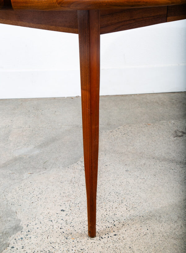 Mid Century Danish Modern Dining Table Round Leaf x2 Dillingham Walnut Oval NM - Image 5