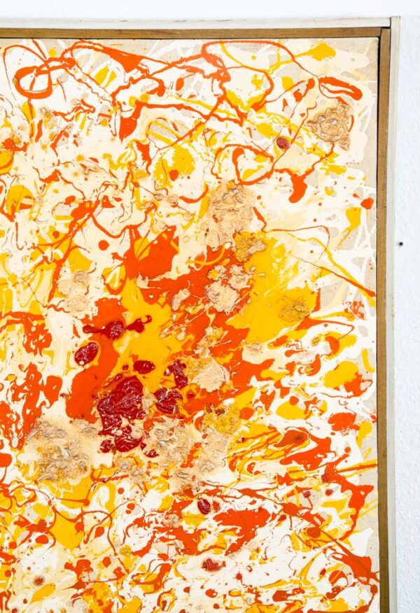 Mid Century Modern Original Painting Art Abstract Expressionist Yellow Orange M - Image 11