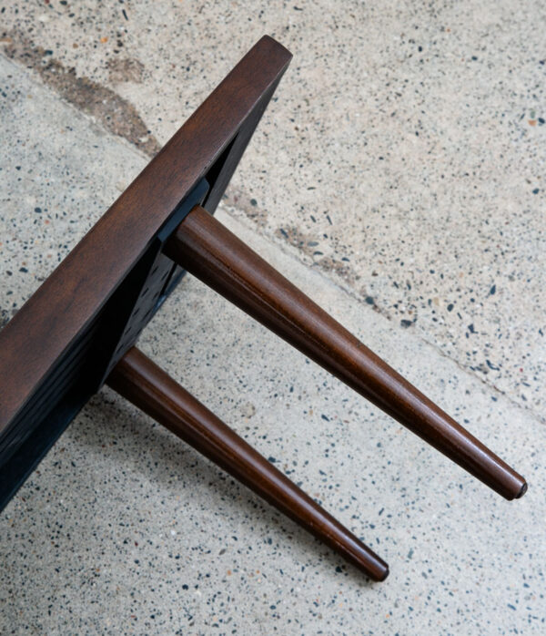 Mid Century Modern Slat Bench Coffee Table American Vintage Brown Wood Restored - Image 8