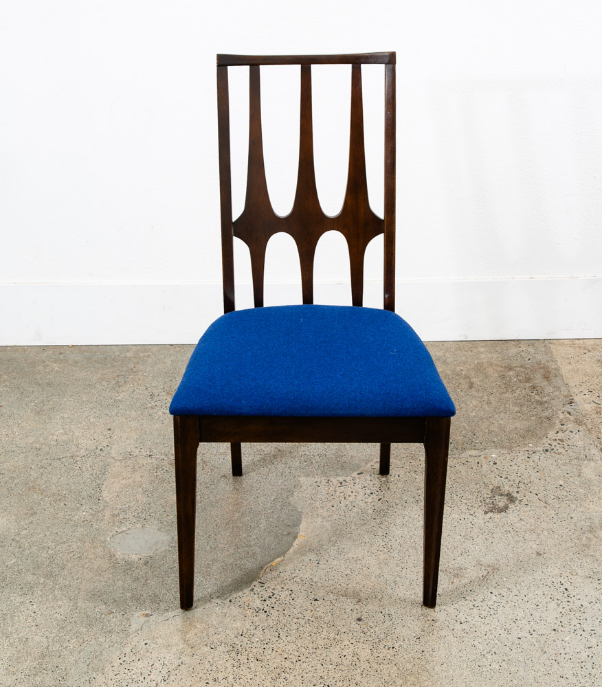 Mid Century Modern Dining Chairs Set 4 Broyhill Brasilia Back Blue Lenoir Chair - Image 12