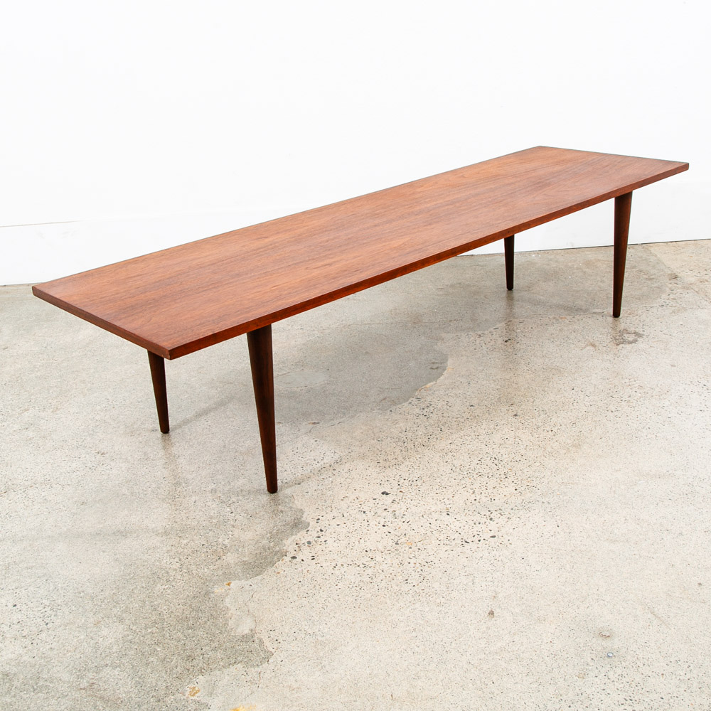 Mid Century Modern Coffee Table Walnut Wide Rectangular Surfboard Vintage Mcm - Image 6