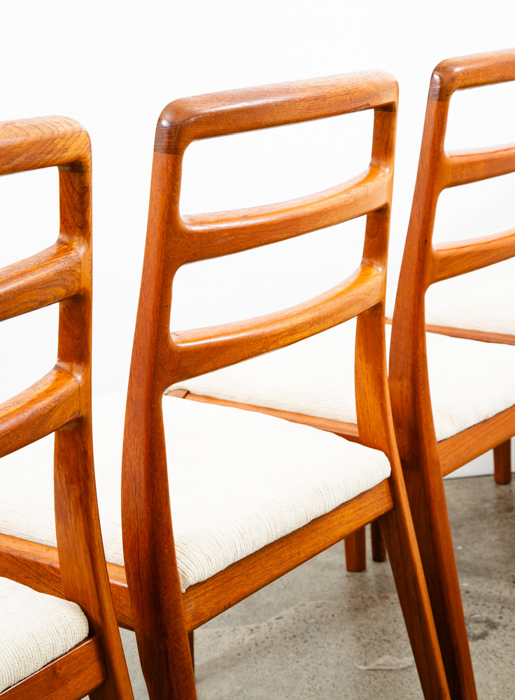 Mid Century Danish Modern Dining Chairs Set 4 Cream Off White Teak Rosewood Mcm - Image 9