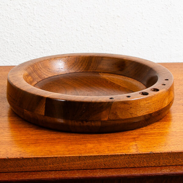 Mid Century Modern Kustom Kraft Nut Bowl American Made Solid Walnut Pipe Tray - Image 5