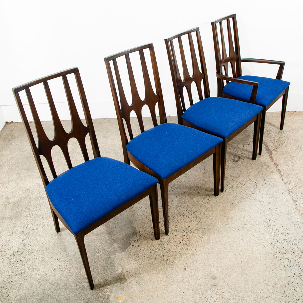 Mid Century Modern Dining Chairs Set 4 Broyhill Brasilia Back Blue Lenoir Chair