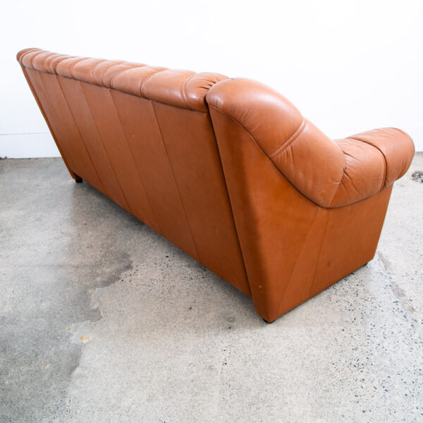 Mid Century Danish Modern Sofa Couch 3 Seater Caramel Cognac Leather Denmark Mcm - Image 4