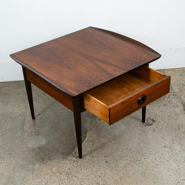 Mid Century Modern Nightstand Side End Table Walnut Drawer Vintage Refinished - Image 2