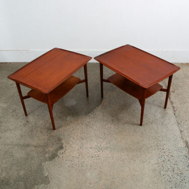 Mid Century Danish Modern Side Tables Solid Teak Oak Set 2 Denmark Refinished NM