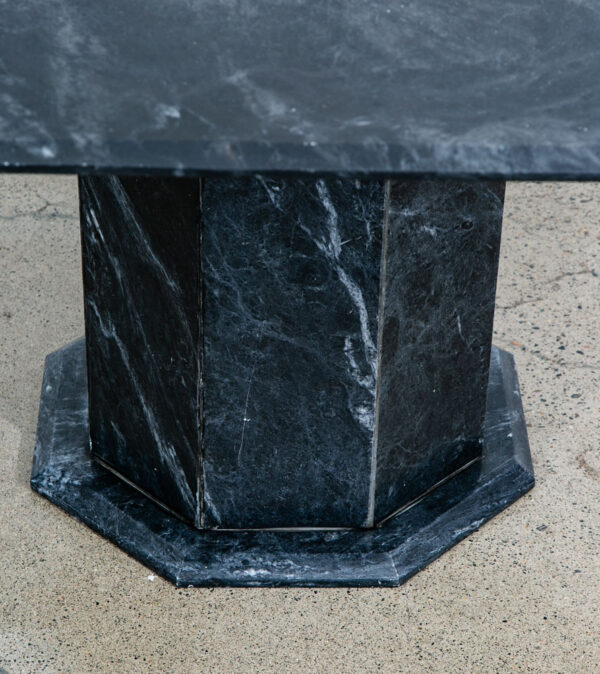 Mid Century Modern Dining Table Black Grey Octogon Marble Pedestal Base 1970s - Image 6