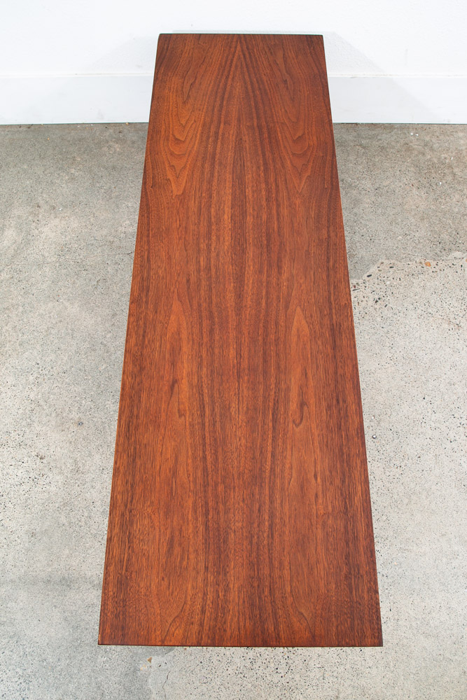 Mid Century Modern Coffee Table Walnut Wide Rectangular Surfboard Vintage Mcm - Image 2