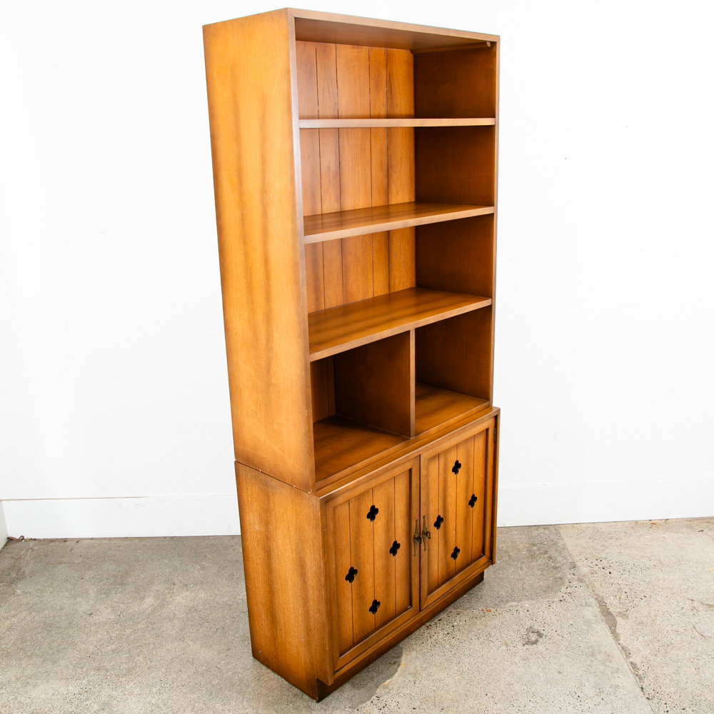 Mid Century Modern Credenza Bookshelf Martinsville Cabinet Shelves Clovers Doors