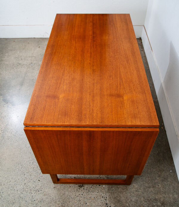 Mid Century Danish Modern Desk Office Flip Top Drop leaf Teak Denmark Vintage - Image 5