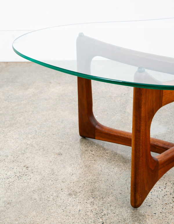 Mid Century Modern Coffee Table Kidney Glass Adrian Pearsall Kidney Craft Walnut - Image 10