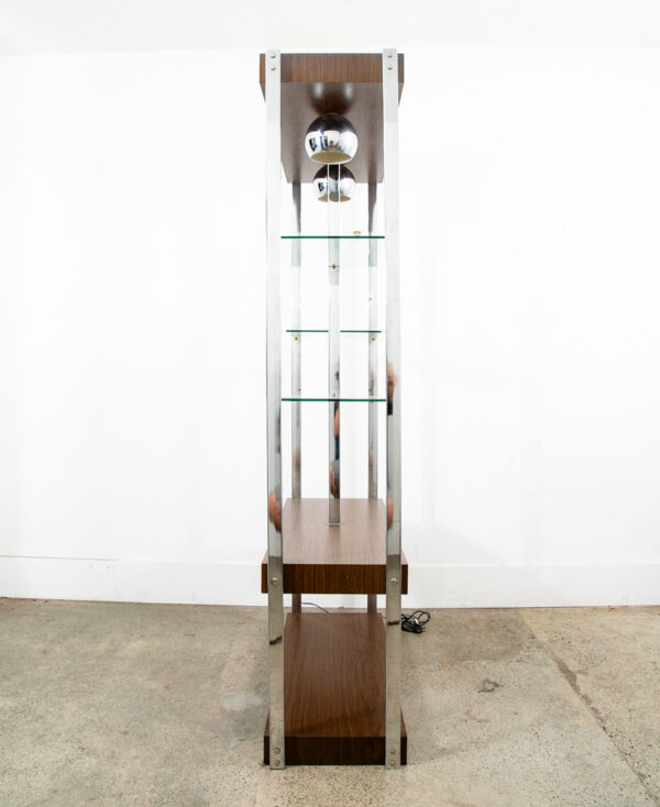 Mid Century Modern Bookshelf Book Shelf Shelving Chrome Etegere Display Glass NM - Image 4
