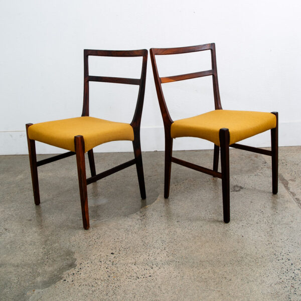Mid Century Danish Modern Dining Chairs Johannes Andersen Set 6 Rosewood Yellow - Image 6