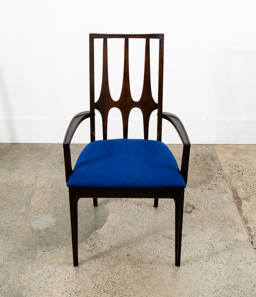 Mid Century Modern Dining Chairs Set 4 Broyhill Brasilia Back Blue Lenoir Chair - Image 10