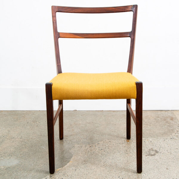 Mid Century Danish Modern Dining Chairs Johannes Andersen Set 6 Rosewood Yellow - Image 9