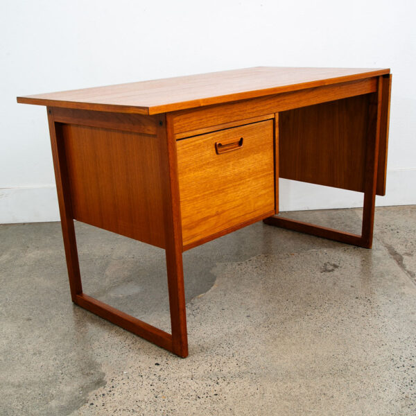 Mid Century Danish Modern Desk Office Flip Top Drop leaf Teak Denmark Vintage