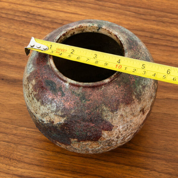 Mid Century Modern Studio Pottery Vase Raku Ceramic Textured Pot Round - Image 10