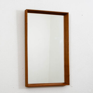 Mid Century Danish Modern Medium Mirror Wall Hanging Bathroom Vanity Solid Oak Wood