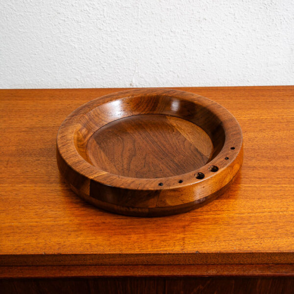 Mid Century Modern Kustom Kraft Nut Bowl American Made Solid Walnut Pipe Tray