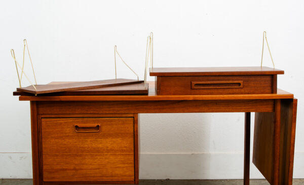 Mid Century Danish Modern Wall Unit 1 bay Teak Drawer Desk Cabinet Modular Shelf - Image 11