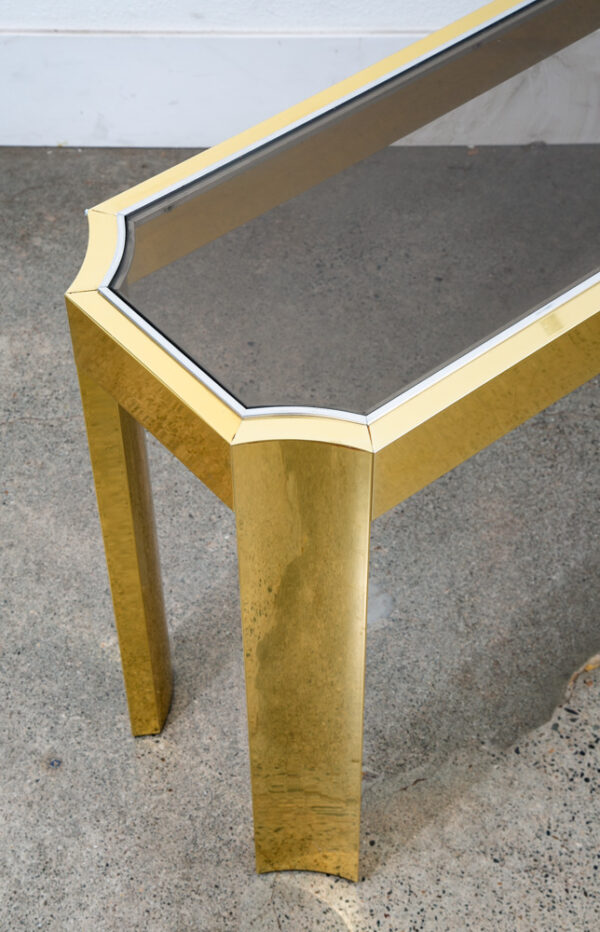 Mid Century Modern Console Table Entry Sofa Metal Brass Glass Vintage Baughman - Image 10