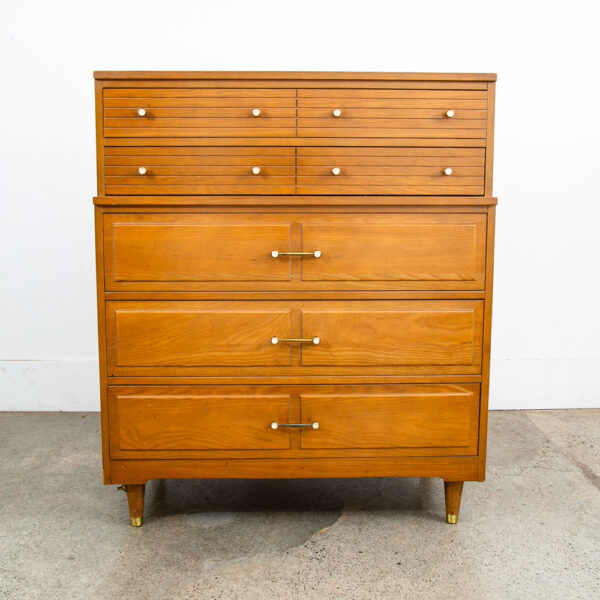 Mid Century Modern Highboy Dresser Solid Wood 5 Drawers LA Period Furniture Mcm - Image 2