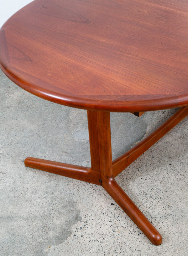 Mid Century Danish Modern Dining Table Solid Teak Accordion Leaf Round Oval Mcm - Image 8