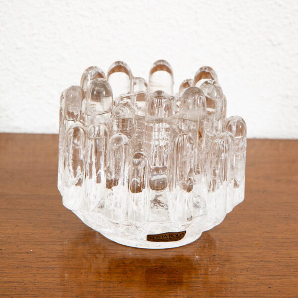 Mid Century Modern Art Glass Candleholders Clear Textured Glass Kosta Boda Pair - Image 4