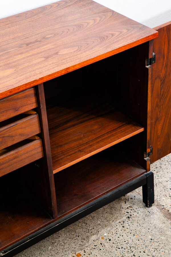 Mid Century Modern Credenza Cabinet Milo Baughman Directional Walnut Black Mcm - Image 7