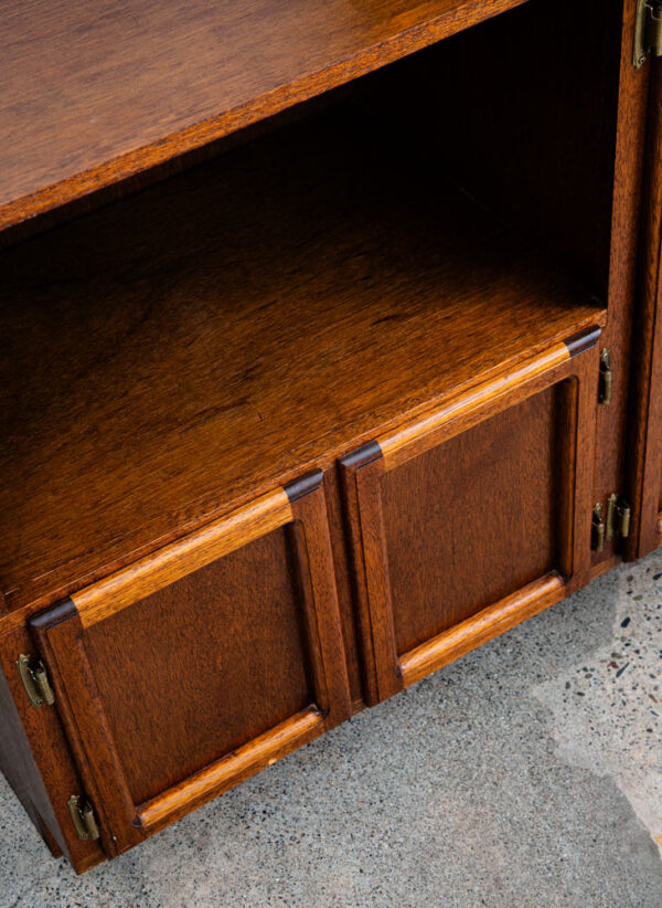 Mid Century Modern Audio Cabinet Record Storage Credenza Low 4 Doors Custom Hifi - Image 11