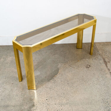 Mid Century Modern Console Table Entry Sofa Metal Brass Glass Vintage Baughman