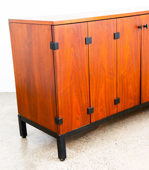 Mid Century Modern Credenza Cabinet Milo Baughman Directional Walnut Black Mcm - Image 9