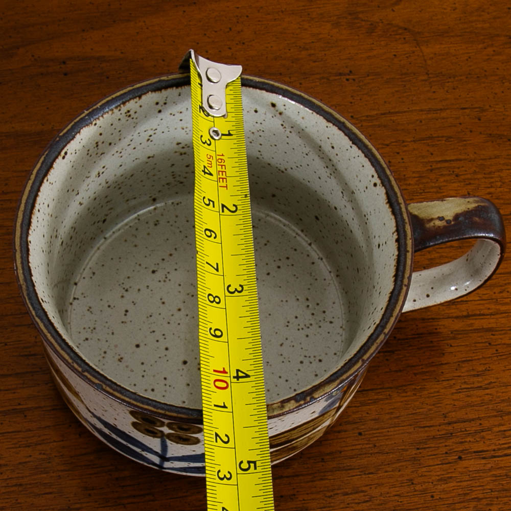 Mid Century Modern Coffee Cup Set of 4 Handle Mug Ceramic Studio with Floral Design - Image 12