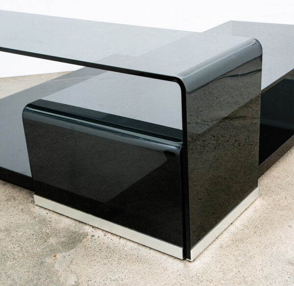 Mid Century Post Modern Coffee Table Smoked Glass Italian Fiam Italy 3pc Modular - Image 10