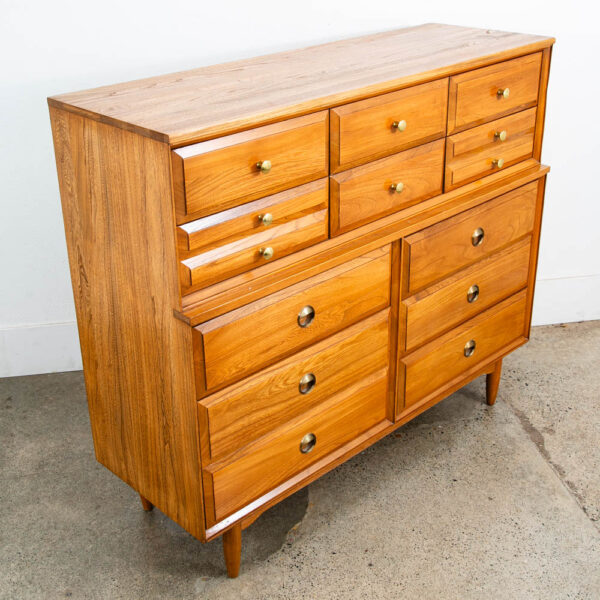 Mid Century Modern Gentlemans Chest Dresser Solid Wood 12 Drawers LA Period - Image 8