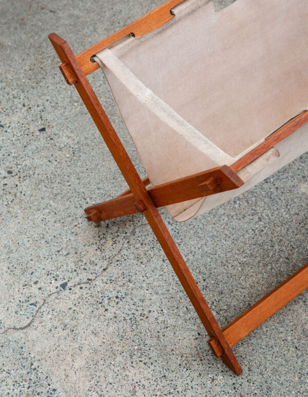 Mid Century Modern Magazine Rack leather Solid Teak Vintage Danish Folding Mcm - Image 9