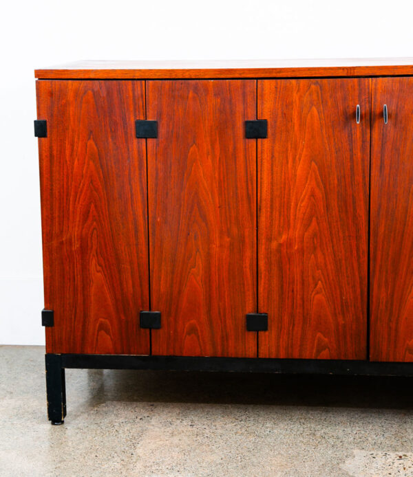Mid Century Modern Credenza Cabinet Milo Baughman Directional Walnut Black Mcm - Image 11