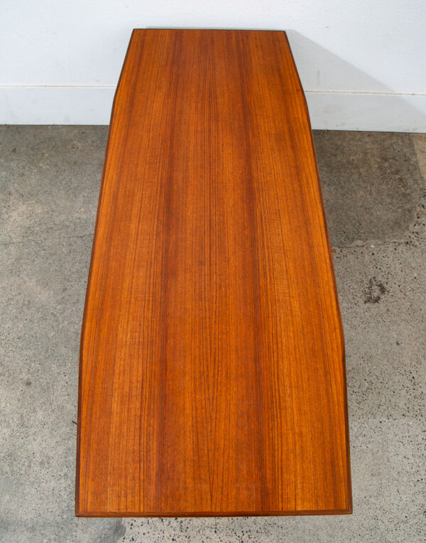 Mid Century Danish Modern Coffee Table Slat Teak Cane Beech Sculptural Norway NM - Image 4