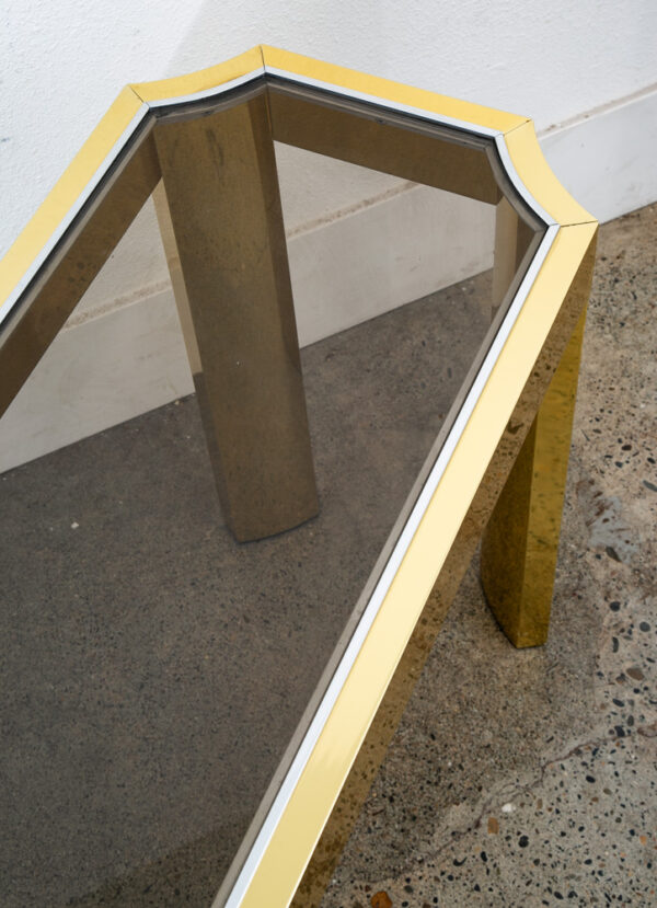 Mid Century Modern Console Table Entry Sofa Metal Brass Glass Vintage Baughman - Image 8