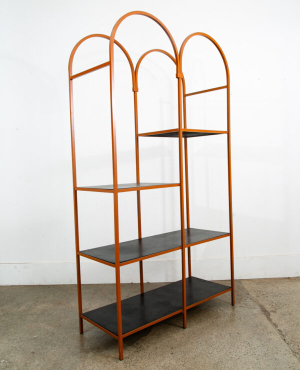 Mid Century Modern Display Cabinet Etagere Hutch Metal Orange Black Rounded Mcm - Image 6