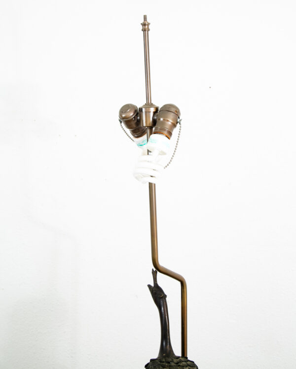 Mid Century Modern Lamp Table Light Bronze Peacock Sculptural Marbro Birds - Image 11