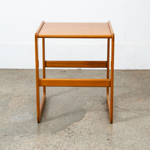 Mid Century Danish Modern Side Table End Square Restored Oak Wood Nightstand NM - Image 8