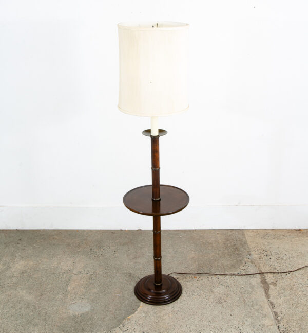 Mid Century Modern Floor Lamp Round Table Solid Wood Lighting MCM Vintage