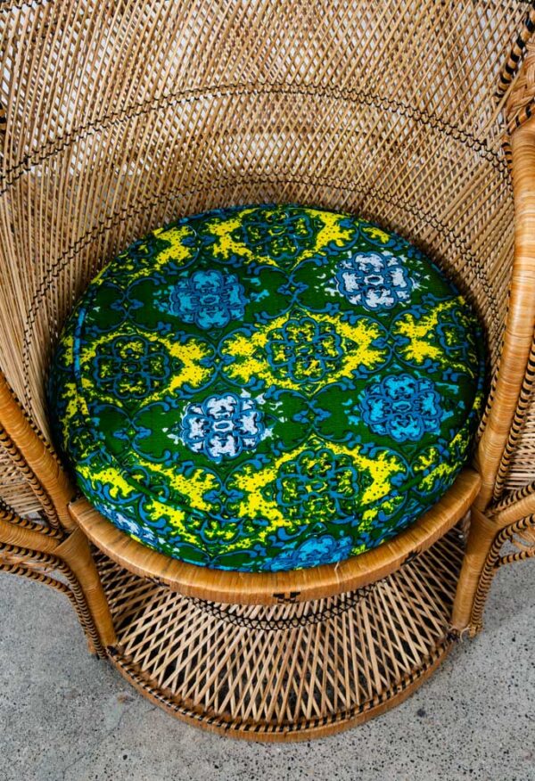Mid Century Modern Peacock Chair Side Rush Cane Rattan Wrapped Lounge Throne Mcm - Image 3