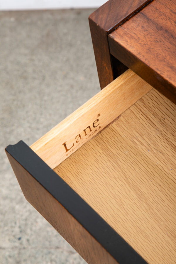 Mid Century Modern End Tables Side Nightstands Walnut Lane Drawer Plinth Base 2 - Image 6