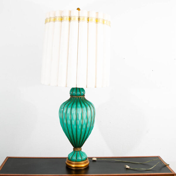 Mid Century Modern Lamp Table Light Caged Glass Murano Turquoise Marbro Venetian - Image 2