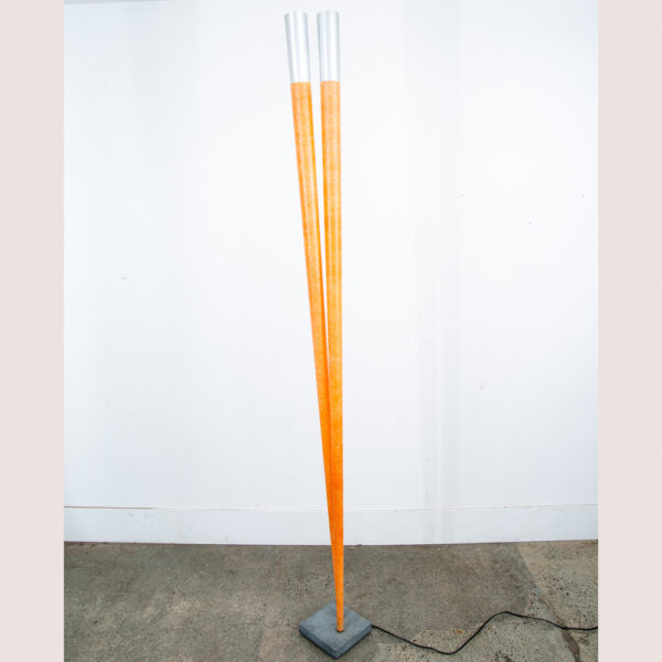 Mid Century Modern Floor Lamp Bamboo 2 light Viabizzuno Italian Fiberglass Tall
