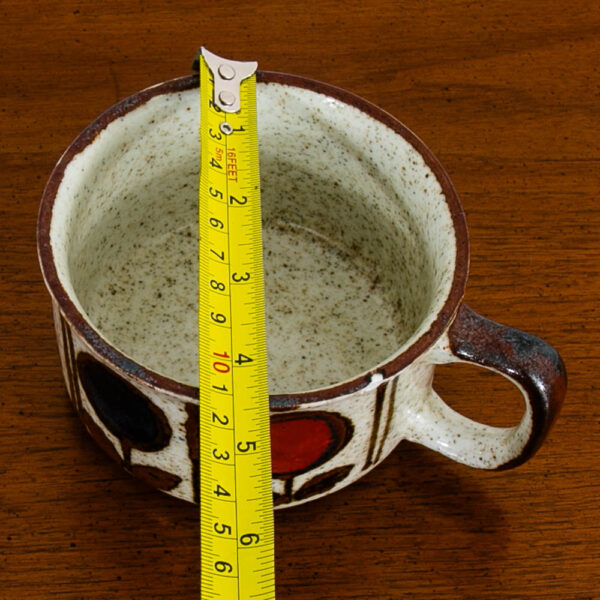 Mid Century Modern Coffee Mugs Set of 4 Handle Ceramic Studio with a Flower Design - Image 12